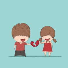 Cute cartoon boy and girl couple in love N2 free image download