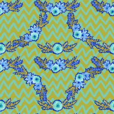 Watercolor seamless pattern with flowers and zigzag backdrop N2