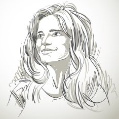 Portrait of delicate bemused good-looking woman black and white