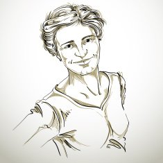 Artistic hand-drawn vector image black and white portrait