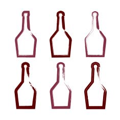 Set of hand-drawn simple empty bottle rum collection