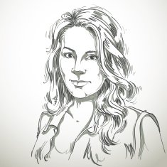 Artistic hand-drawn vector image portrait of girl