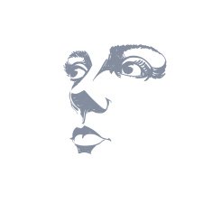 Monochrome silhouette of smiling attractive lady face features