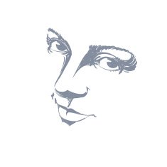 Monochrome silhouette of melancholic attractive lady face