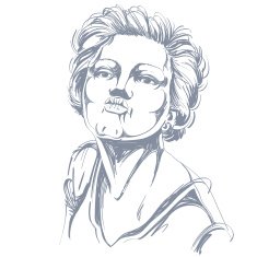 Artistic hand-drawn image black and white portrait of woman
