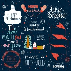 Christmas calligraphic wishes and winter elements N2