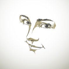 Monochrome portrait of delicate good-looking dreamy woman