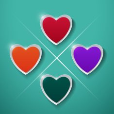 Paper Hearts on Turquoise Background