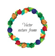 Vintage nuts berry fruits frame with leaves