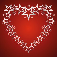 Silver stars in the shape of heart vector N2