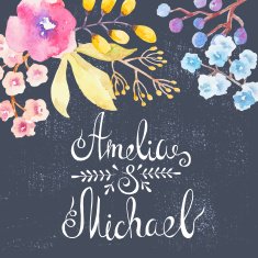 Invitation card with watercolor flowers for your wedding day
