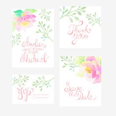 Invitation card with watercolor flowers for your wedding day N5