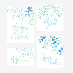 Invitation card with watercolor flowers for your wedding day N6