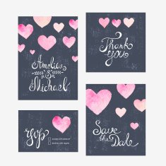 Invitation card with watercolor flowers for your wedding day N7