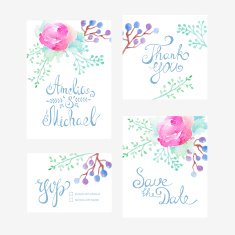 Invitation card with watercolor flowers for your wedding day N9