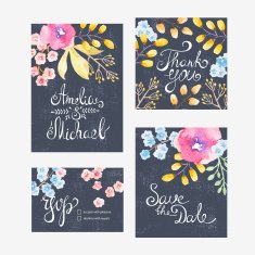 Invitation card with watercolor flowers for your wedding day N10