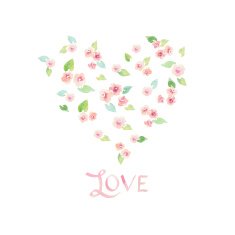 Watercolor delicate flower heart