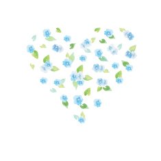 Watercolor delicate flower heart N2