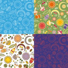 Colorful cheerful pattern with mushrooms N2
