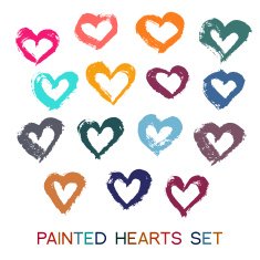 Vector Brush Strokes Hearts Set