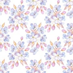 Branch with delicate flowers Watercolor seamless pattern 4 N2