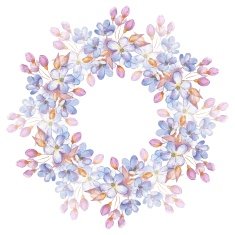 Branch with delicate flowers Watercolor wreath N2