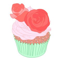 Cupcake decorated with roses