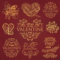 Set of Calligraphic Valentines Day design elements and Quotes N5