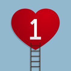 heart with number one and ladder