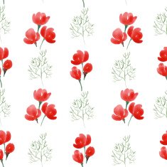 red watercolopr flowers seamless pattern N2