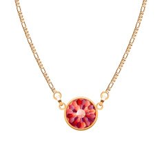 Golden chain necklace with round ruby pendant