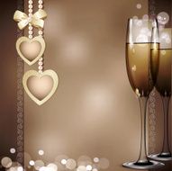 romantic congratulatory background with two glasses of white wine