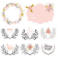 Christmas calligraphic wishes and winter elements N3