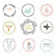 Christmas calligraphic wishes and winter elements N5