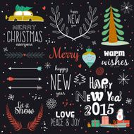 Christmas calligraphic wishes and winter elements N6