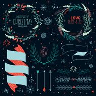 Christmas calligraphic wishes and winter elements N7