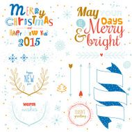 Christmas calligraphic wishes and winter elements N9