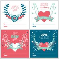 Square Christmas and New Year greeting cards N6