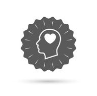 Head with heart sign icon Male human head N2