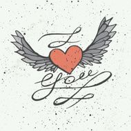 hand drawn heart with wings N2