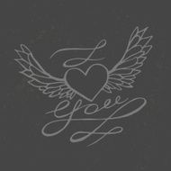 hand drawn heart with wings N3