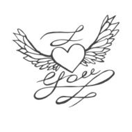 hand drawn heart with wings N5