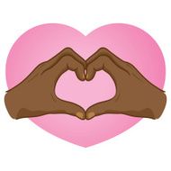 Illustration hands forming a heart African descent