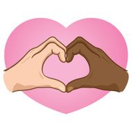 Illustration hands forming a heart ethnicity