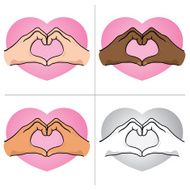 Illustration hands forming a heart ethnicity N2