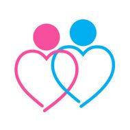 two hearts symbol on white background