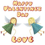 Valentine Fairys flying with love isolated on white background