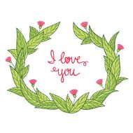 Frame from leaves with declaration of love