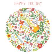 Cute vintage flowers in circle composition