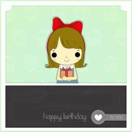 cute girl and gift